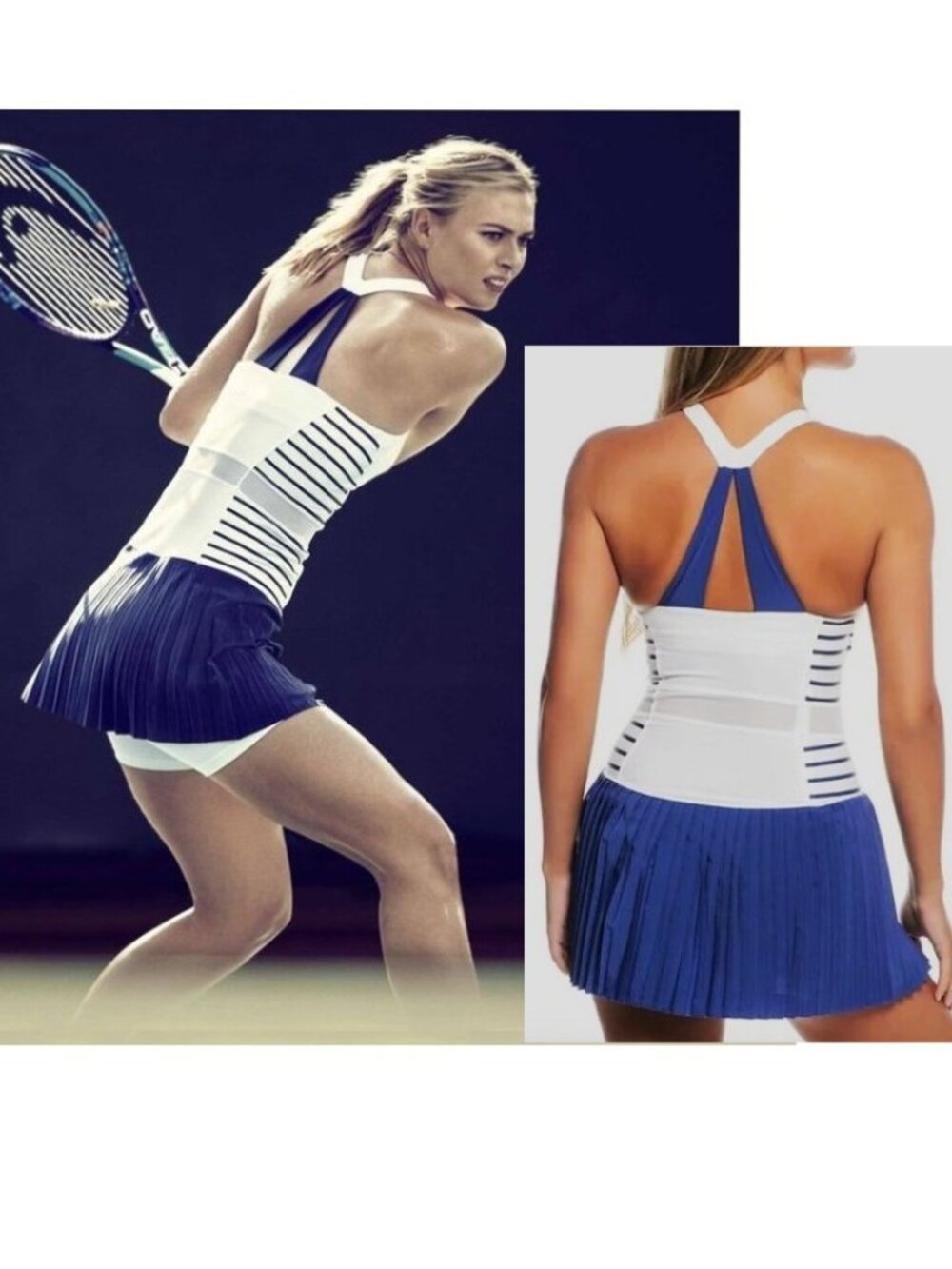 Nike Maria Sharapova Tennis Dress w/ Bra w/ Zipper Pleated Skirt M Medium